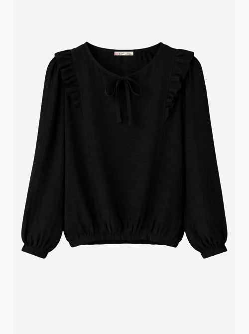 Blusa texturada com folhos e decote redondo mixray - Kiabi