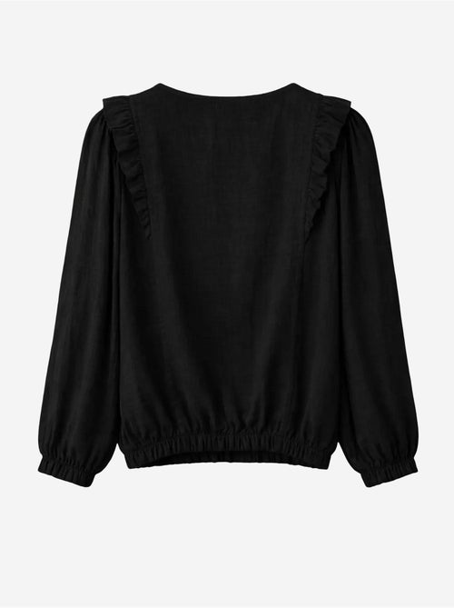 Blusa texturada com folhos e decote redondo mixray - Kiabi