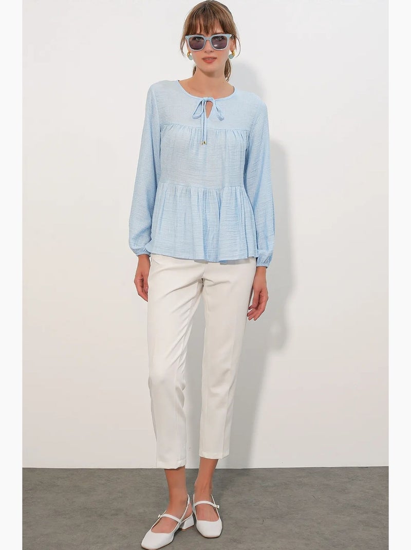 Blusa texturizada nó frontal bdart Azul-céu - Kiabi