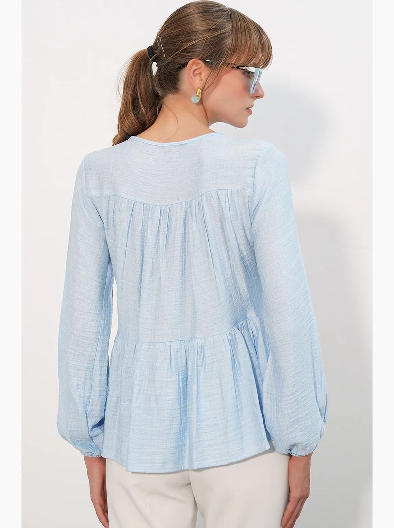 Blusa texturizada nó frontal bdart Azul-céu - Kiabi