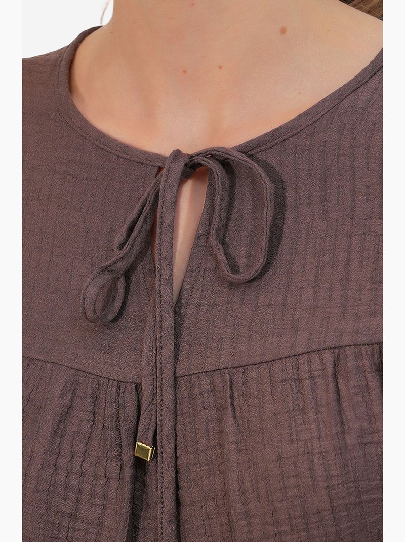Blusa texturizada nó frontal bdart Castanho-escuro - Kiabi