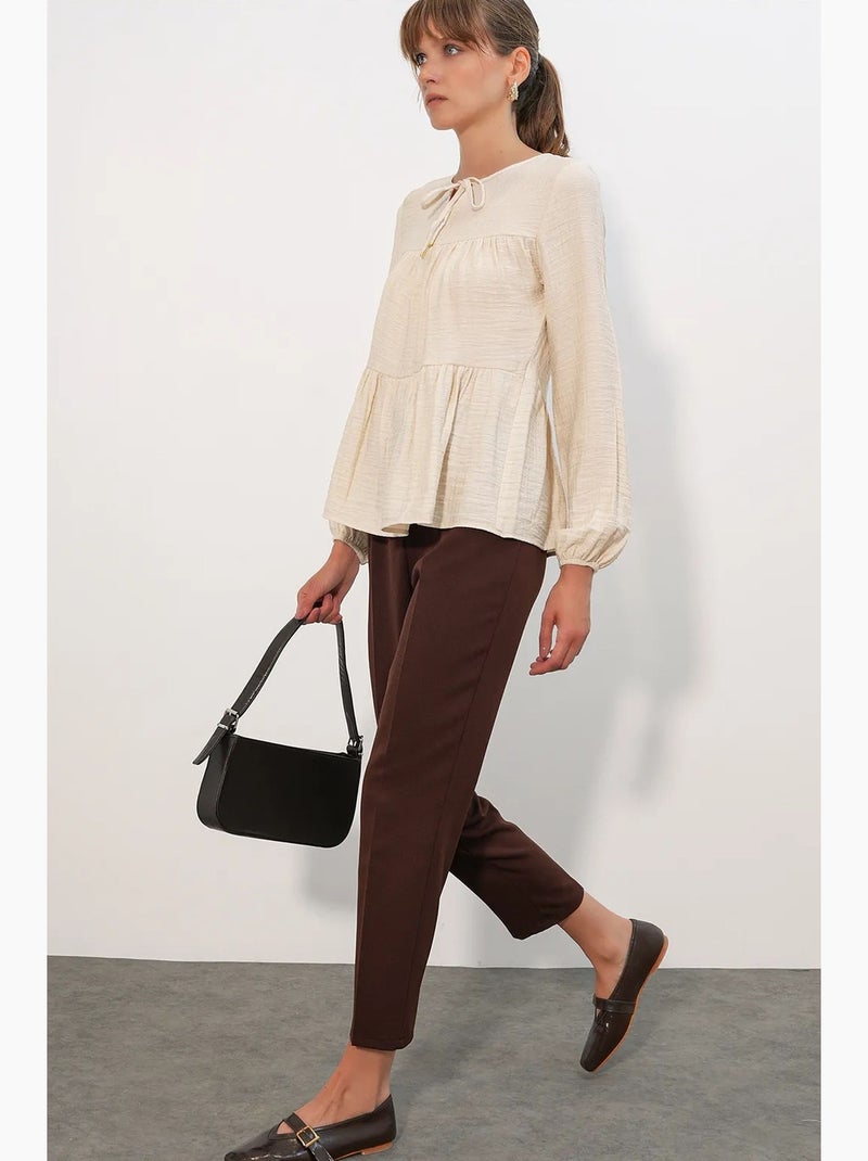 Blusa texturizada nó frontal bdart Creme - Kiabi
