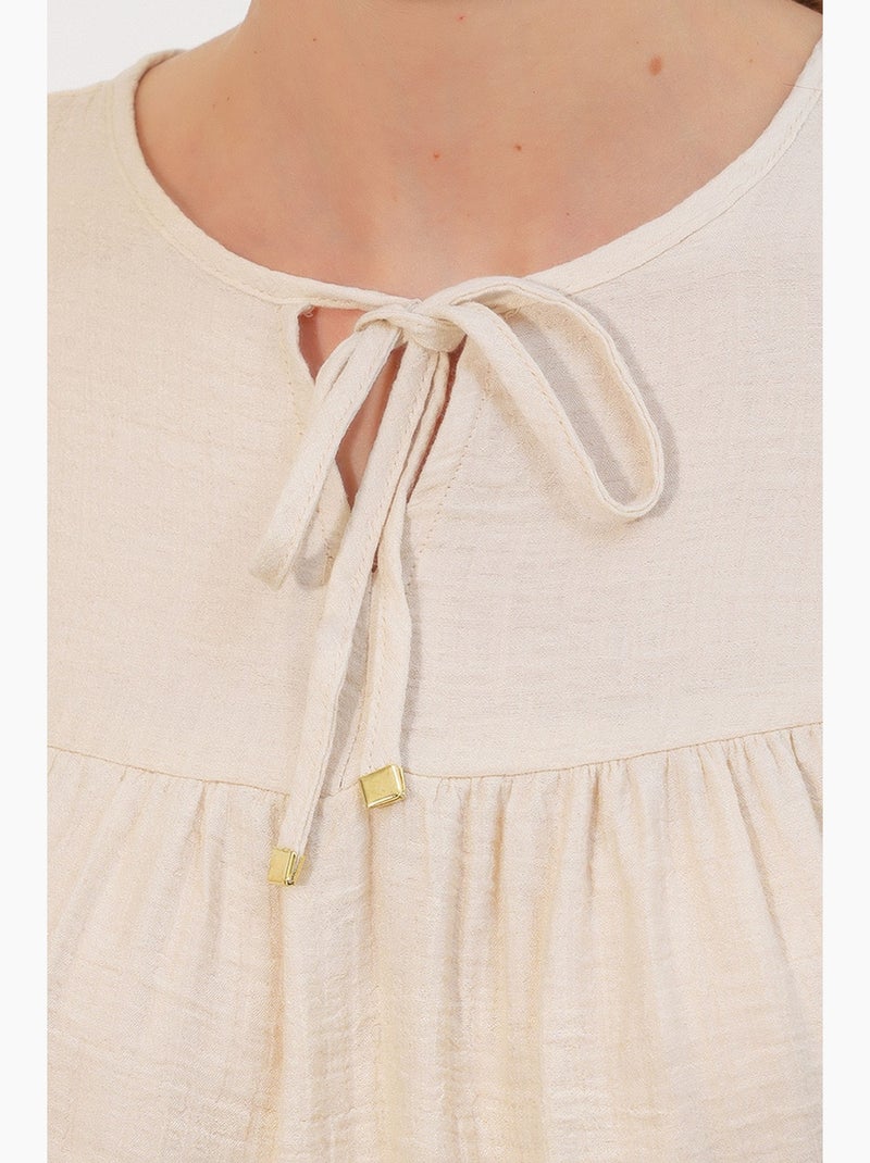 Blusa texturizada nó frontal bdart Creme - Kiabi