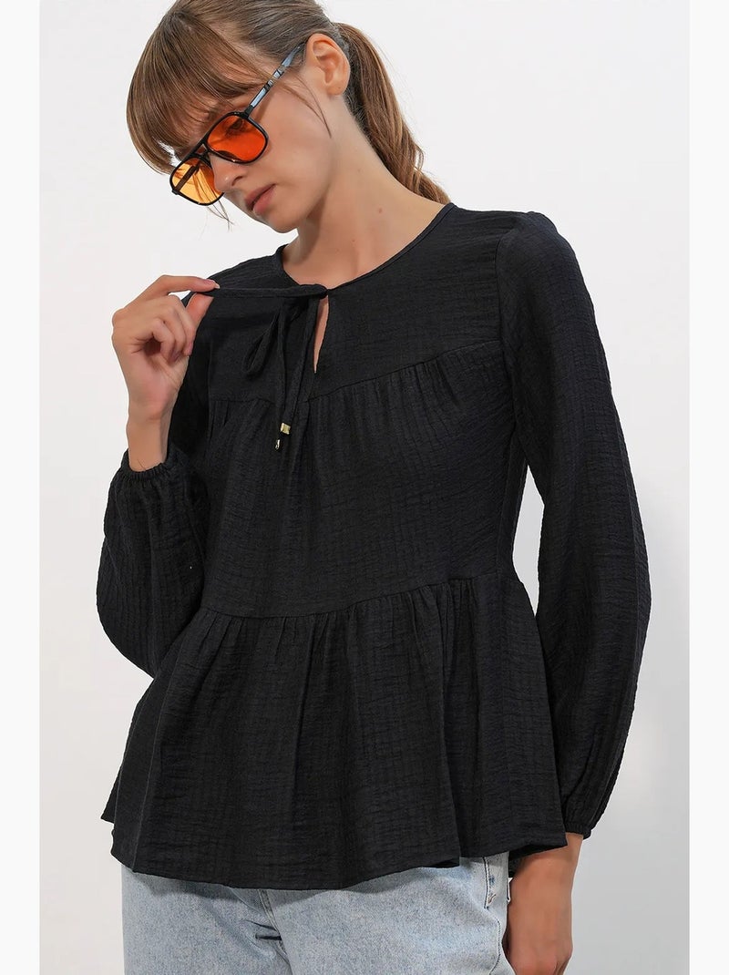 Blusa texturizada nó frontal bdart Preto - Kiabi