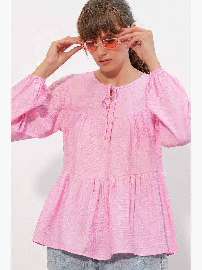 Blusa texturizada nó frontal bdart Rosa-claro - Kiabi