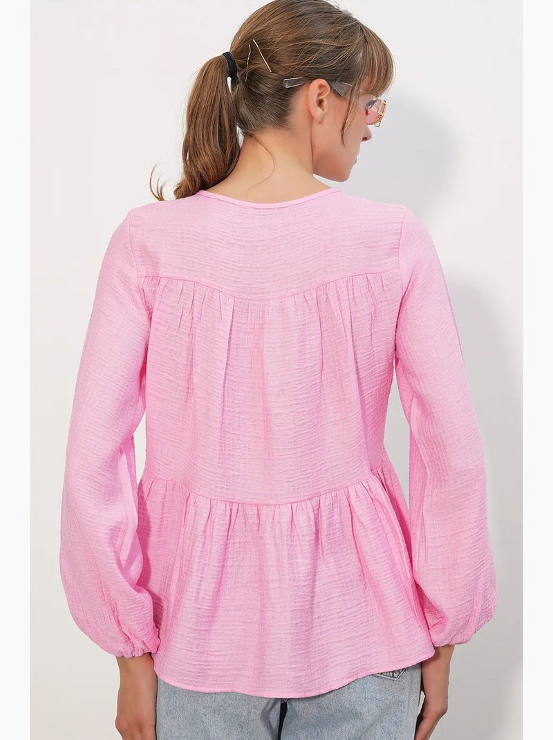 Blusa texturizada nó frontal bdart Rosa-claro - Kiabi