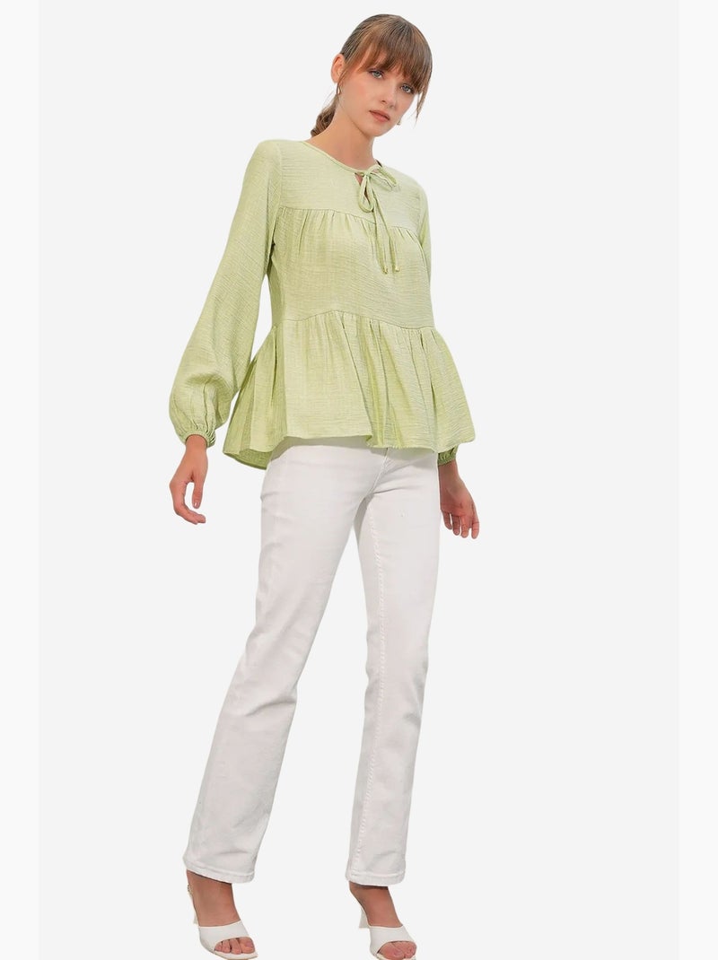 Blusa texturizada nó frontal bdart Verde menta - Kiabi