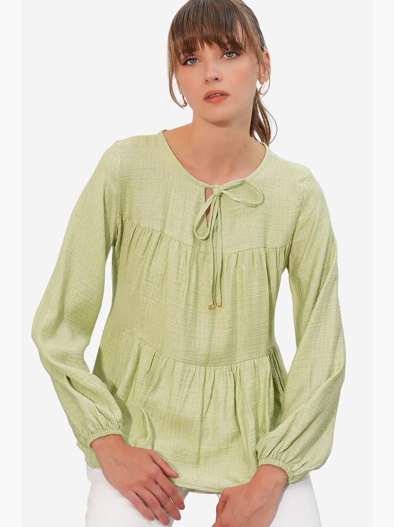 Blusa texturizada nó frontal bdart Verde menta - Kiabi