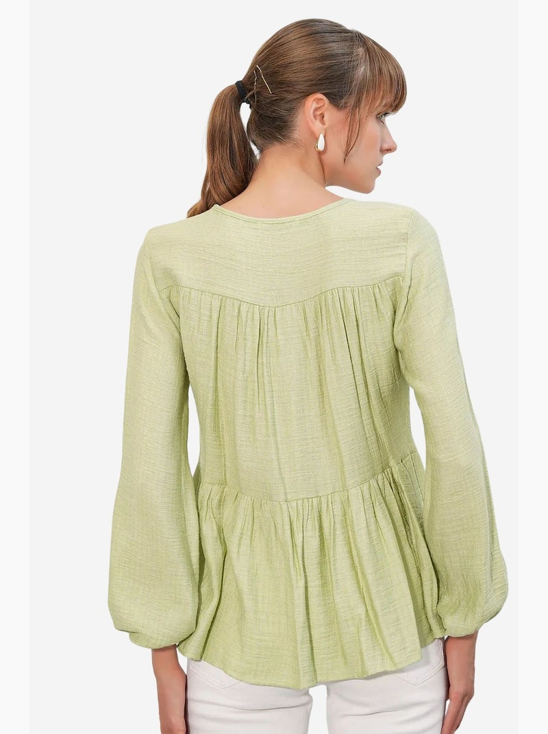 Blusa texturizada nó frontal bdart Verde menta - Kiabi
