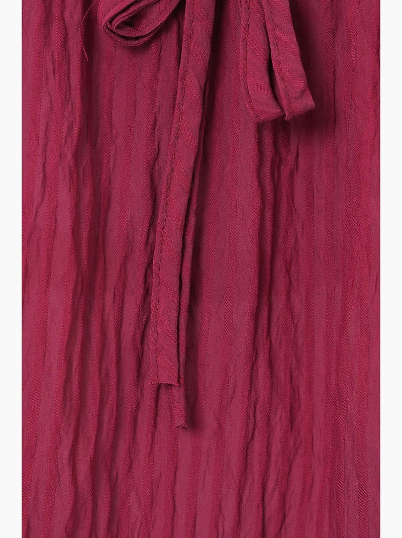 Blusa texturizada seersucker decote em v com laço bdart Vermelho bordô - Kiabi