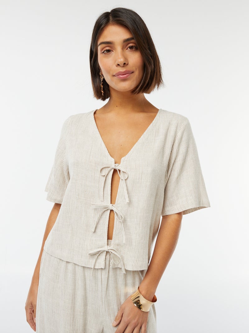 Blusa tipo colete com laços Bege - Kiabi