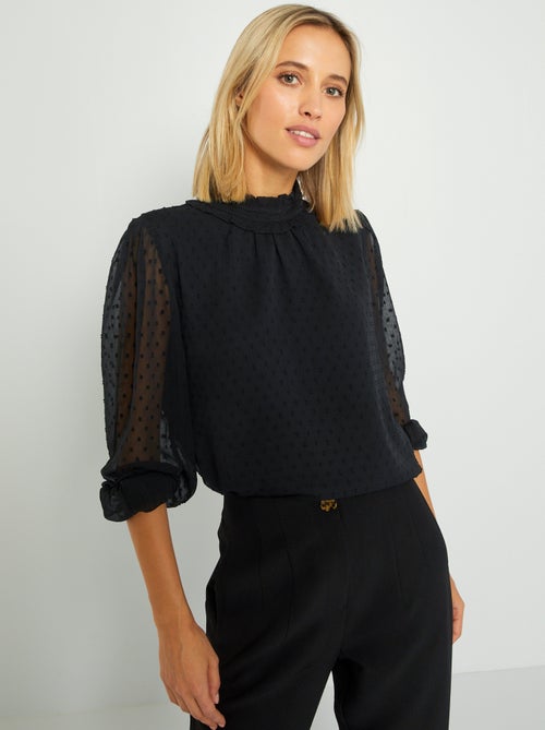 Blusa transparente a ponto cheio - Kiabi