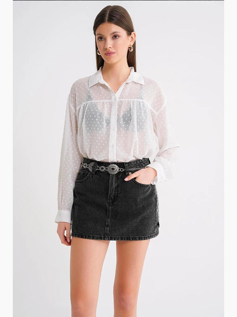 Blusa transparente com botões mixray Branco - Kiabi