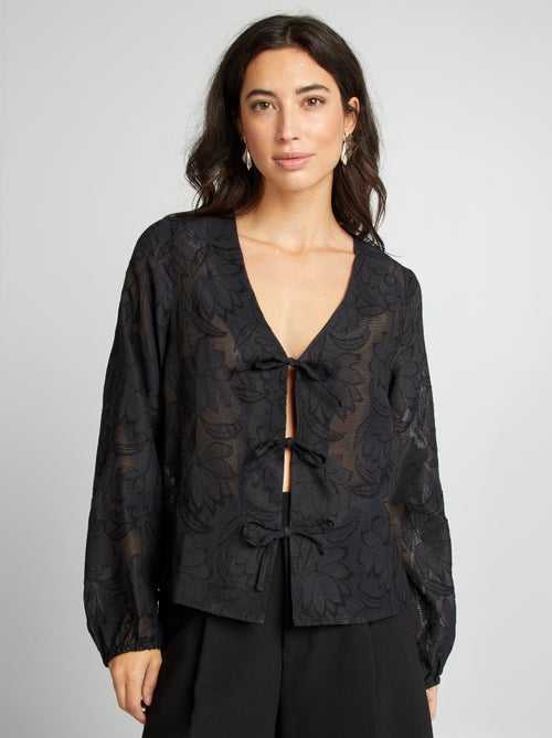 Blusa transparente motivo florido - Kiabi