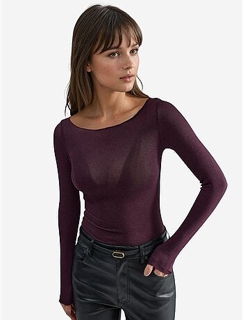 Blusa ultraleve em mistura de caxemira com decote barco hiccup
