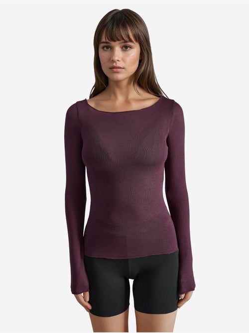 Blusa ultraleve em mistura de caxemira com decote barco hiccup - Kiabi Blusa ultraleve em mistura de caxemira com decote barco hiccup - Kiabi
