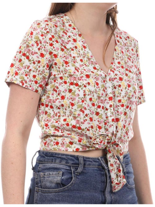 Blusa Vero Moda Easy de Flores Branca/Amarela para Mulher - Kiabi Blusa Vero Moda Easy de Flores Branca/Amarela para Mulher - Kiabi