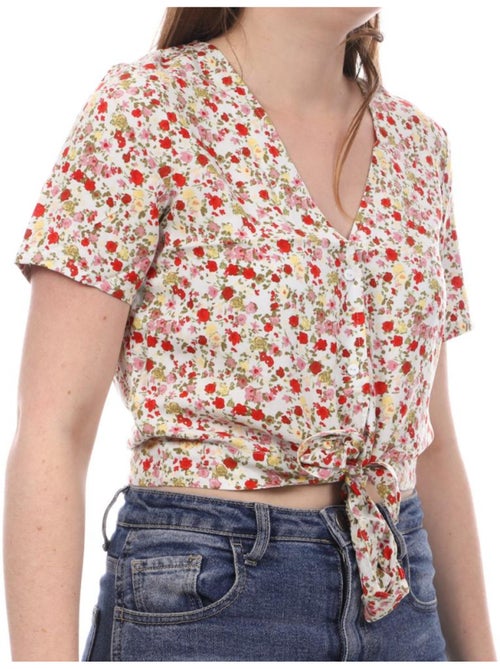 Blusa Vero Moda Easy de Flores Branca/Amarela para Mulher - Kiabi Blusa Vero Moda Easy de Flores Branca/Amarela para Mulher - Kiabi