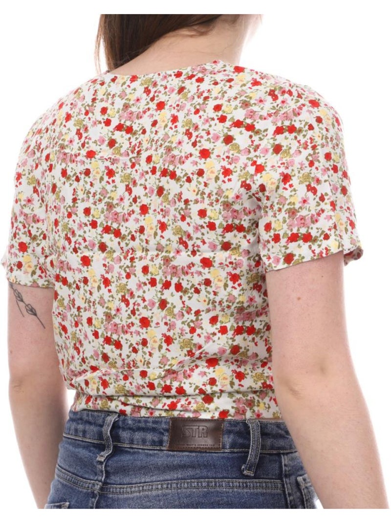 Blusa Vero Moda Easy de Flores Branca/Amarela para Mulher Branco Multicolor - Kiabi