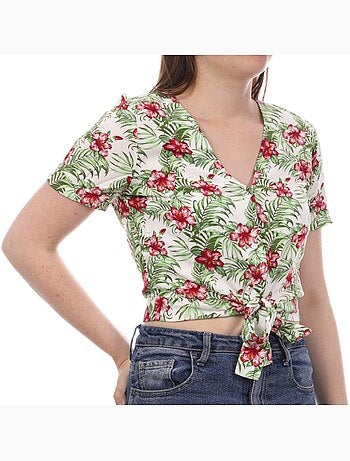 Blusa Vero Moda Easy de Flores Branca/Vermelha para Mulher