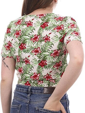 Blusa Vero Moda Easy de Flores Branca/Vermelha para Mulher