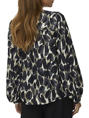 Blusa Vero Moda Fanini para Mulher, Preto/Caqui