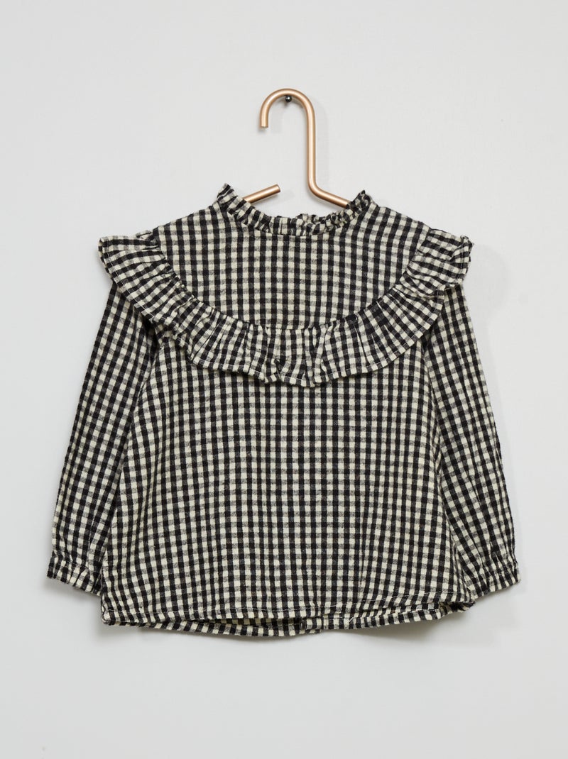 Blusa vichy BRANCO - Kiabi