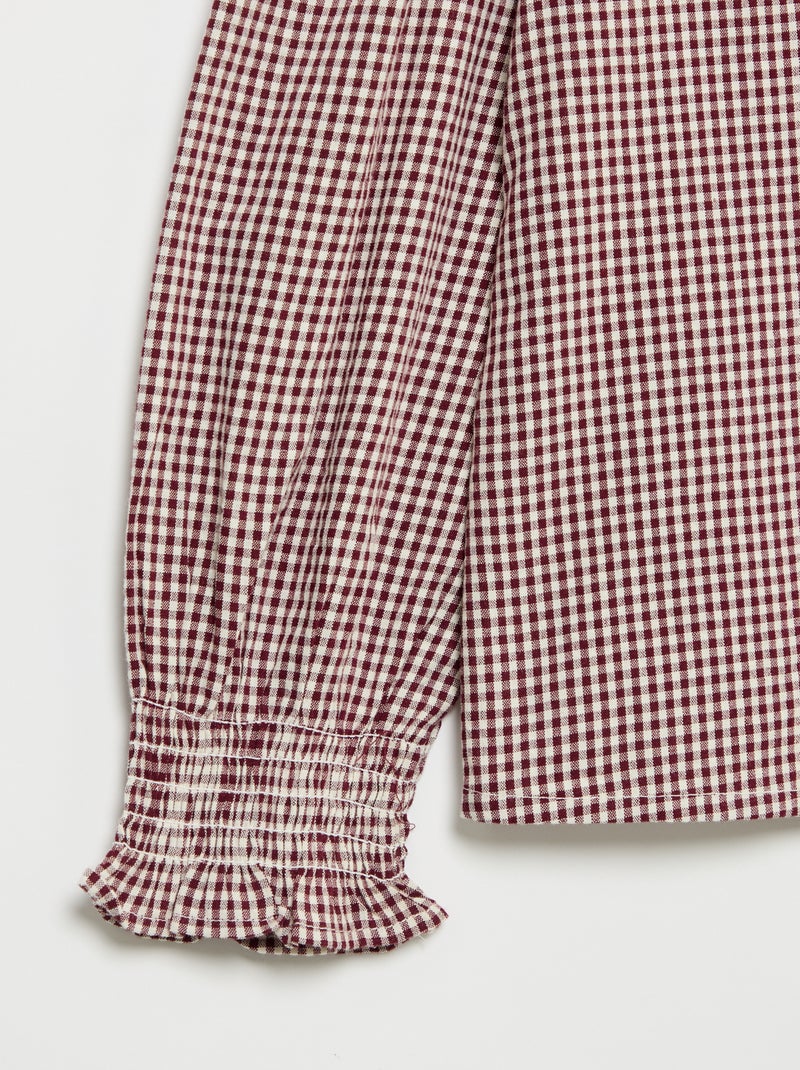 Blusa xadrez vichy com folhos Vermelho - Kiabi