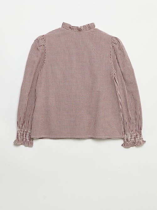 Blusa xadrez vichy com folhos - Kiabi