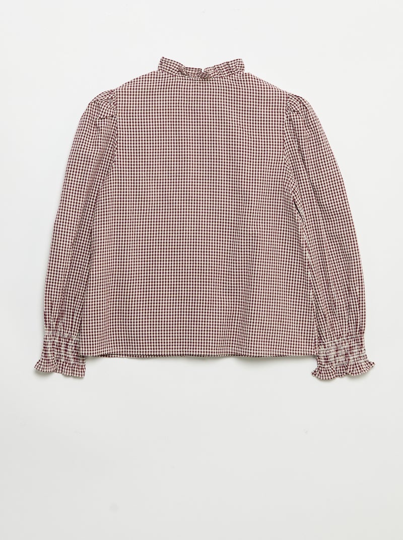 Blusa xadrez vichy com folhos Vermelho - Kiabi