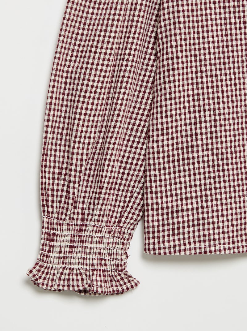 Blusa xadrez vichy com folhos Vermelho - Kiabi