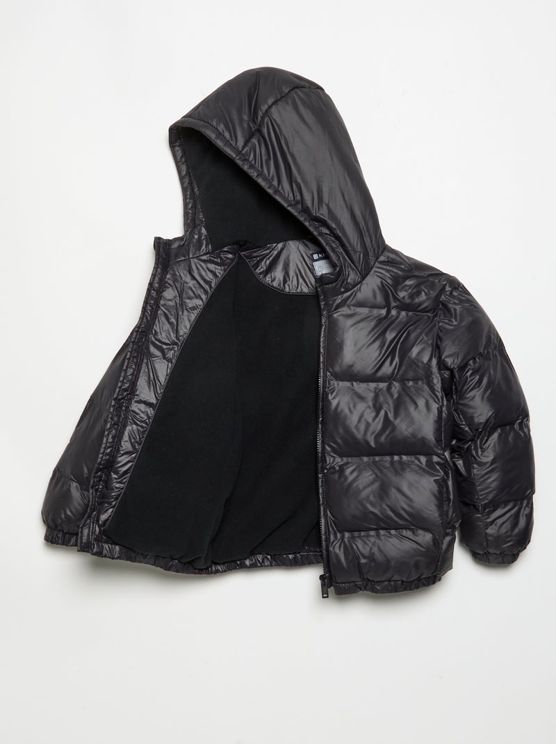 Blusão acolchoado com capuz de efeito brilhante Preto - Kiabi