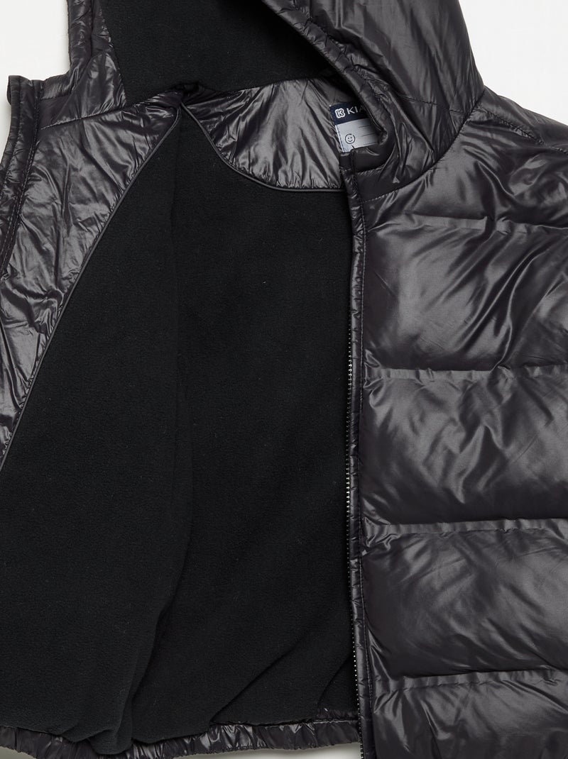 Blusão acolchoado com capuz de efeito brilhante Preto - Kiabi