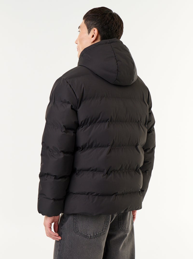 Blusão acolchoado com capuz Preto - Kiabi