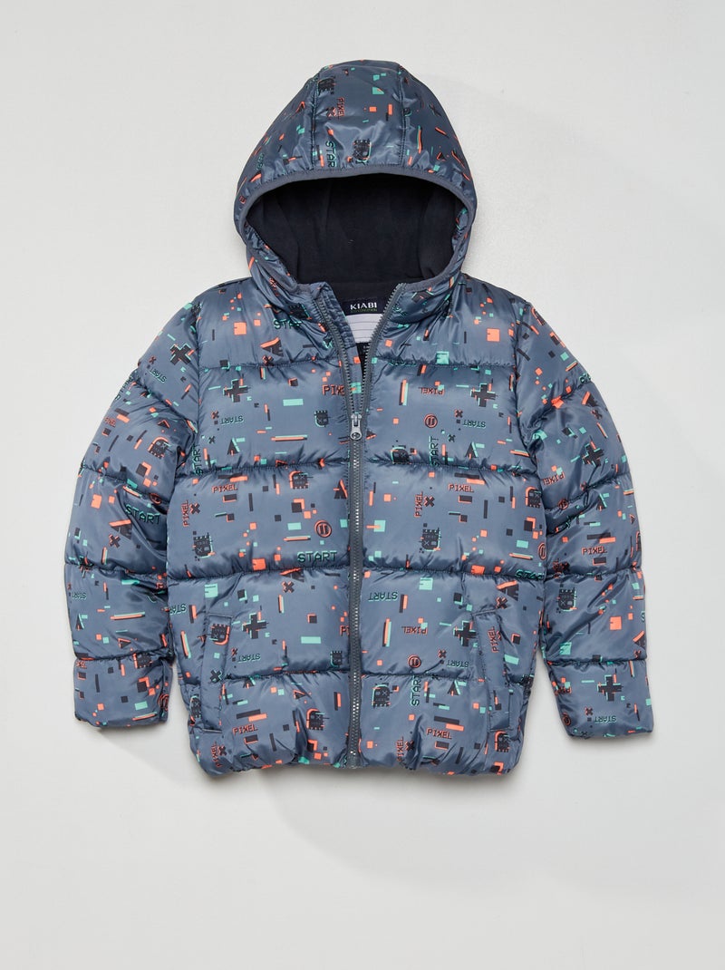 Blusão acolchoado com estampado fantasia AZUL - Kiabi