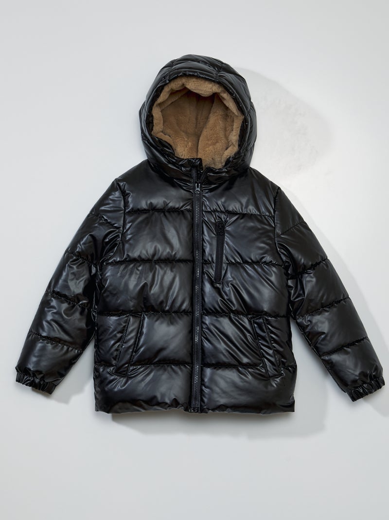 Blusão acolchoado com forro polar PRETO - Kiabi