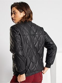 Blusão acolchoado em pele sintética - Kiabi