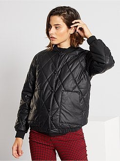 Blusão acolchoado em pele sintética - Kiabi