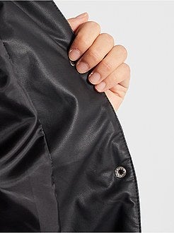 Blusão acolchoado em pele sintética - Kiabi