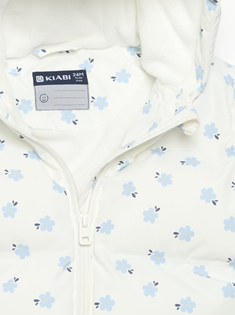 Blusão acolchoado estampado com capuz Azul - Kiabi