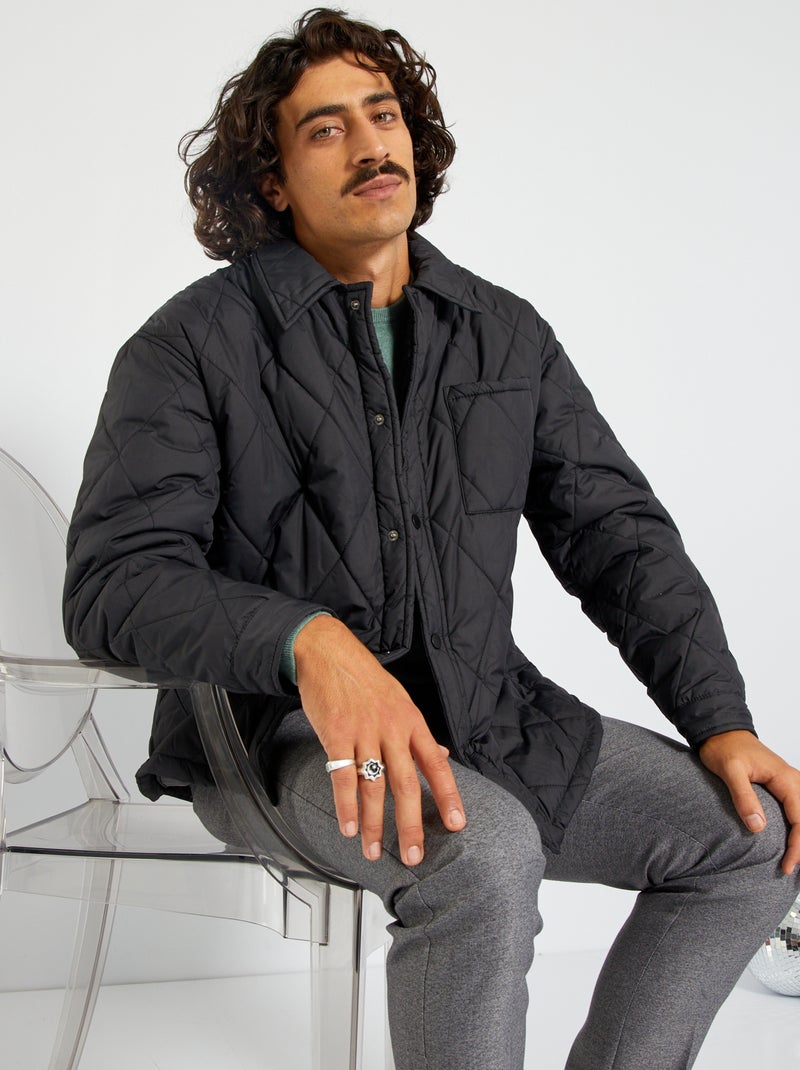 Blusão acolchoado Preto - Kiabi