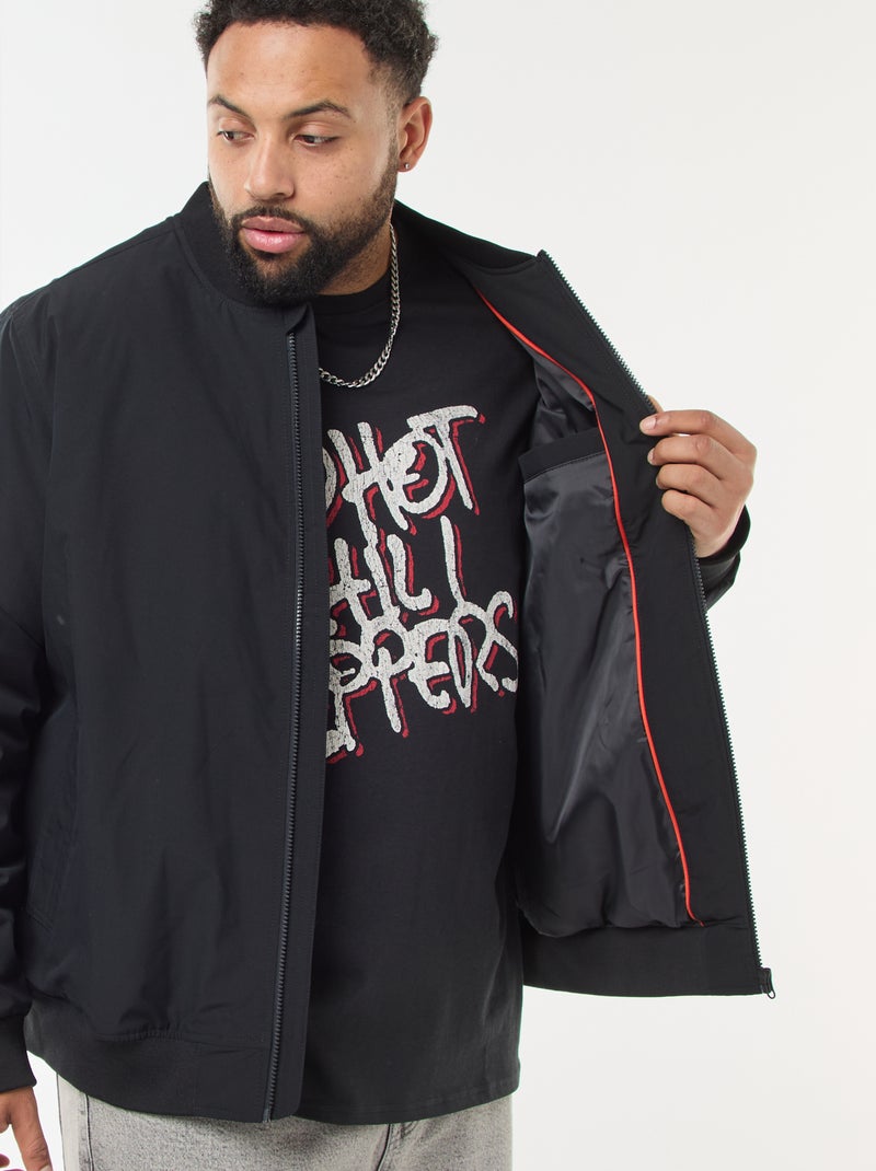 Blusão aviador repelente de água liso Preto - Kiabi