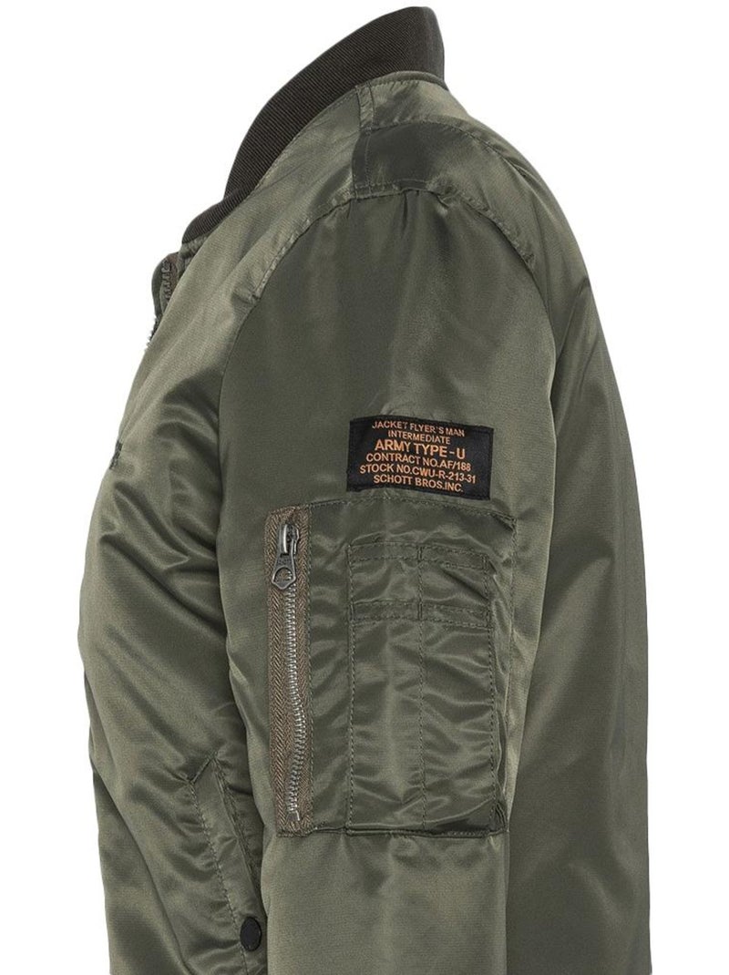 Blusão Bomber Kaki Schott para Mulher JET17W Verde cáqui claro - Kiabi