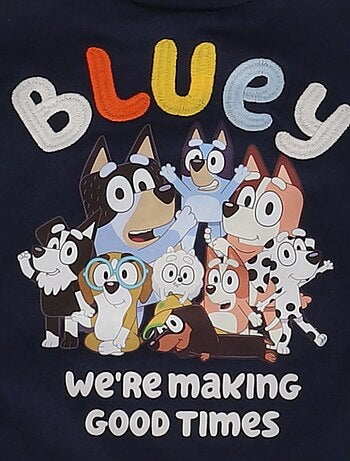 Blusão bordado 'Bluey' em moletom e algodão