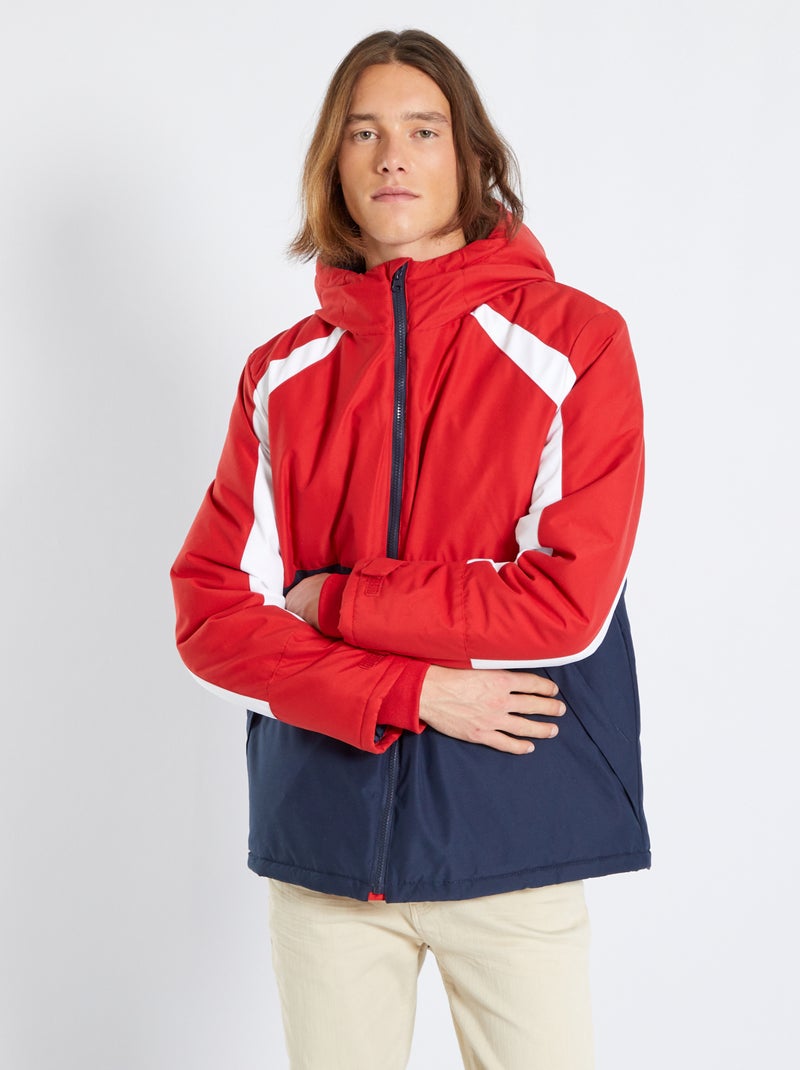 Blusão color-block com capuz BRANCO - Kiabi