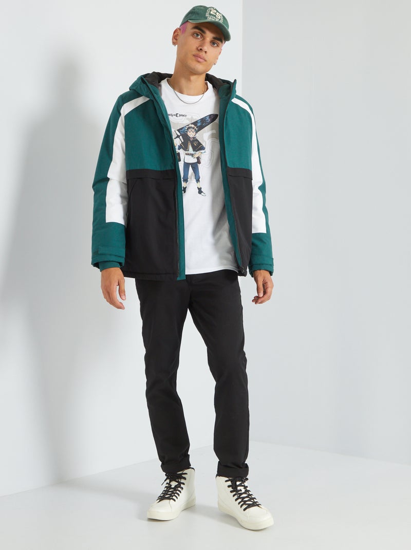 Blusão color-block com capuz BRANCO - Kiabi
