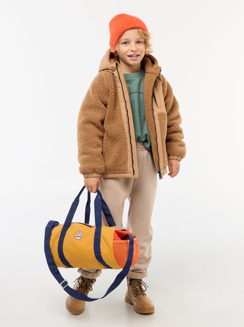 Blusão com capuz bimaterial efeito shearling - Kiabi
