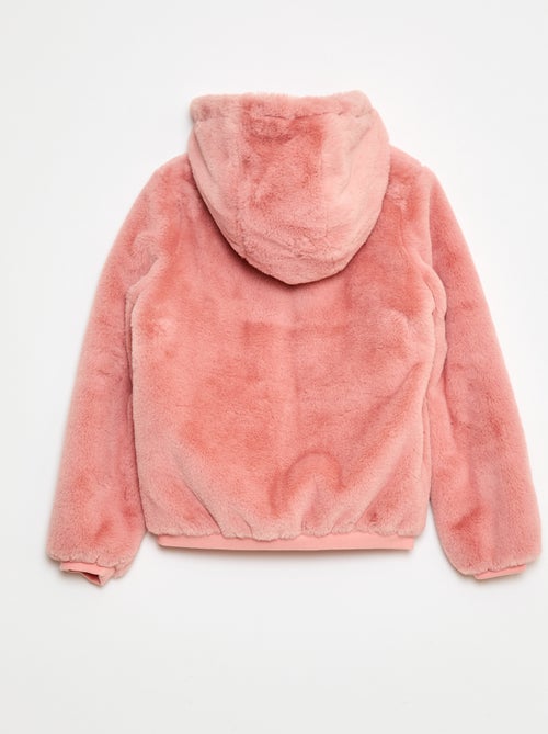 Blusão com capuz e fecho de correr em pelo sintético - Kiabi