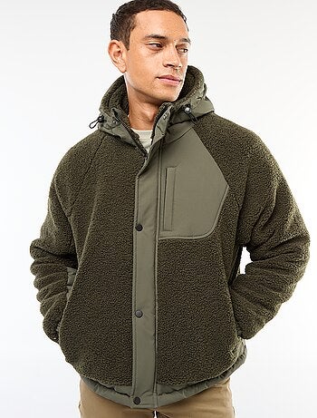 Blusão com capuz efeito pele de ovelha