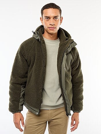 Blusão com capuz efeito pele de ovelha